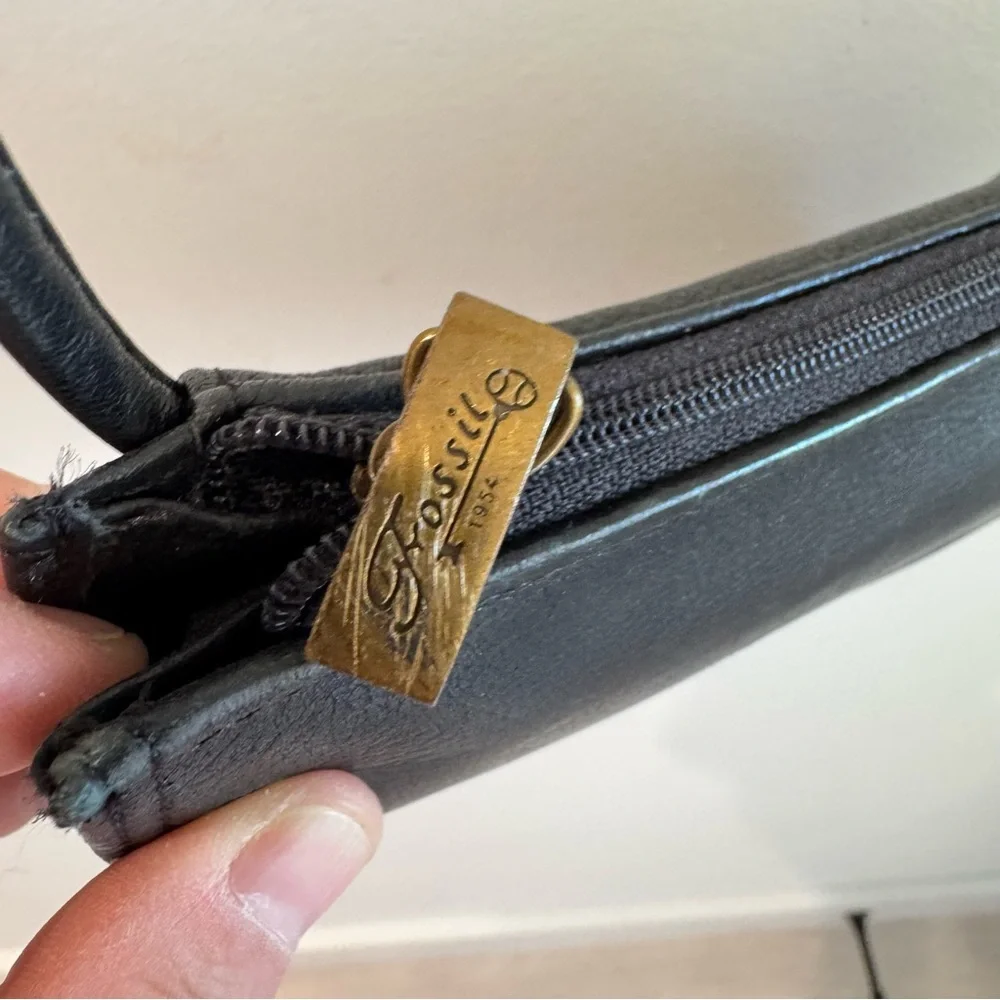 Fossil Tri‎ Fold Black Leather Wallet Bag